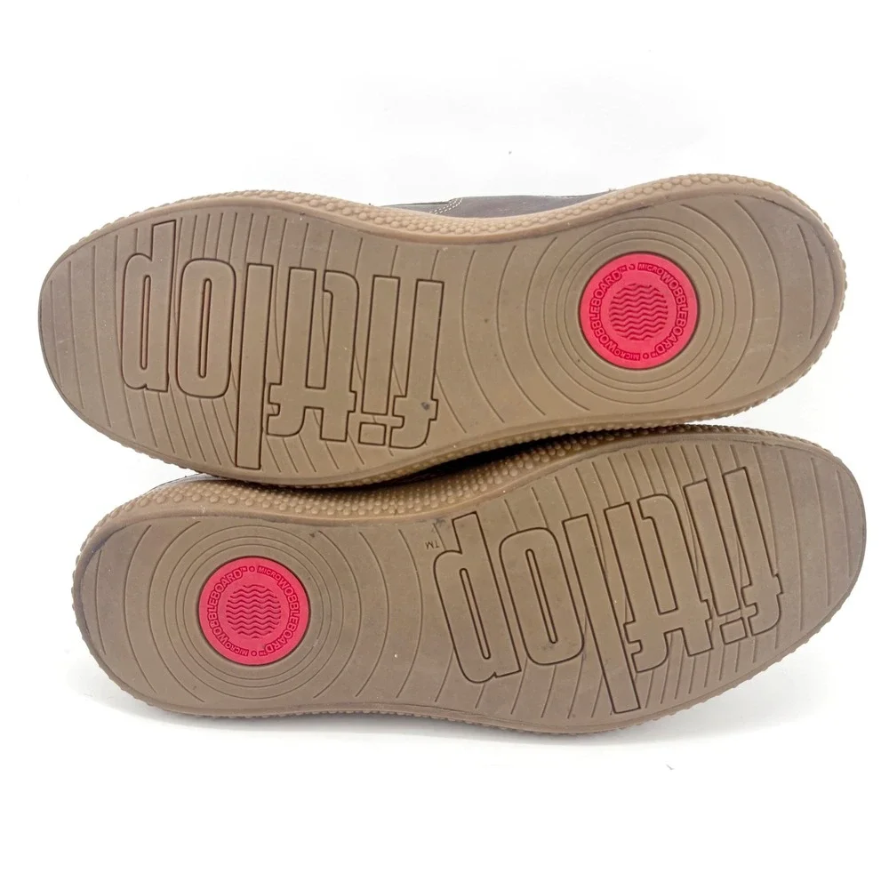 FitFlop Micro Wobble Board Boat Shoes Mens 11 Brown Leather Moc Comfort Resort